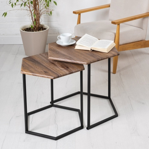 Стол журнальный МеталлАрт М003 коричневый дуб 