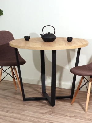 Стол Орлеан D90 дуб золотой металл черный 