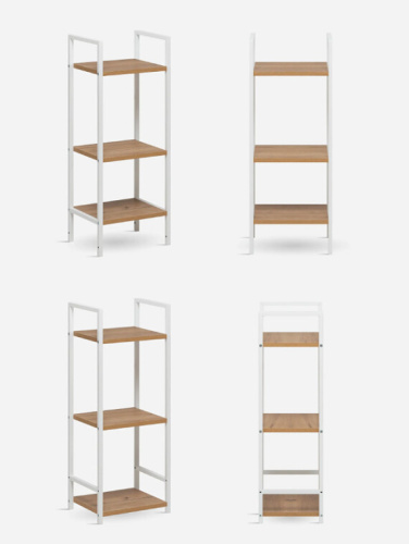 Стеллаж Leset Стилвуд 13 узкий 3 полки белый дуб крафт золотой 