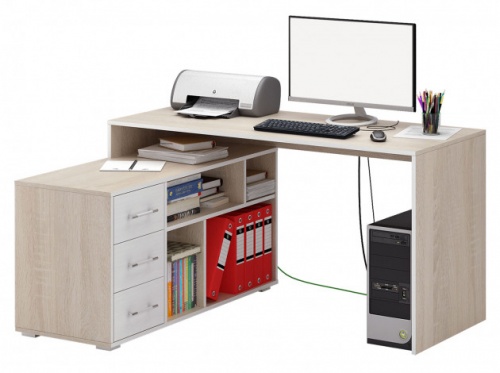 Стол угловой Краст-2 дуб сонома/белый 