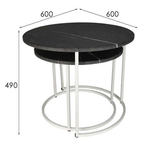 Стол журнальный МеталлАрт М001 черный мрамор белый 