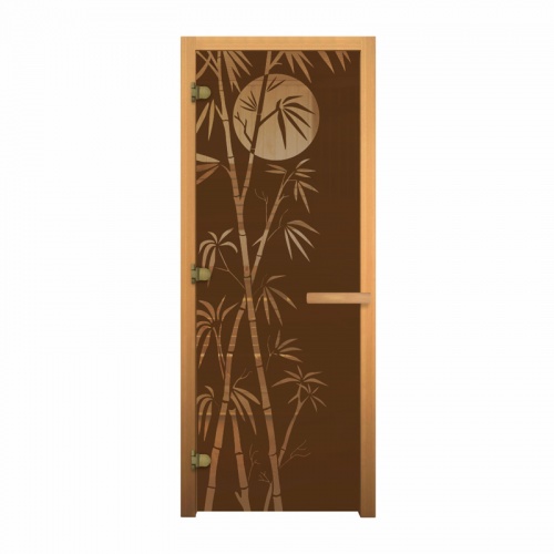 Дверь стеклянная Бронза Матовая Бамбук 1900х700мм (8мм) правая