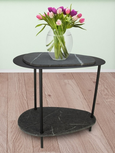 Стол журнальный МеталлАрт М036 черный мрамор 
