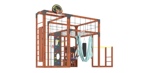 Детская площадка для дачи Савушка КУБ-2 Махагон с гамаком для йоги