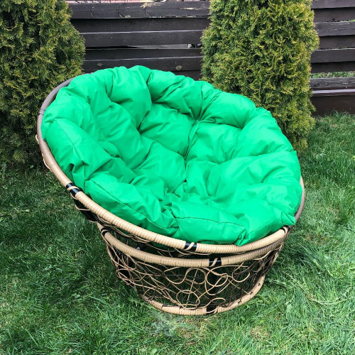 Кресло Papasan светло-коричневый, цвет подушки зеленый