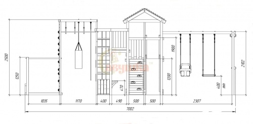 Детская спортивная площадка для дачи Савушка Мастер 3 Семейная