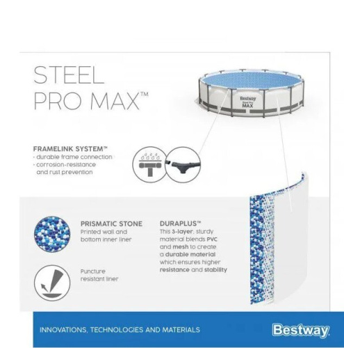 Бассейн каркасный Bestway 56438 Round steel Pro MAX 457x122см