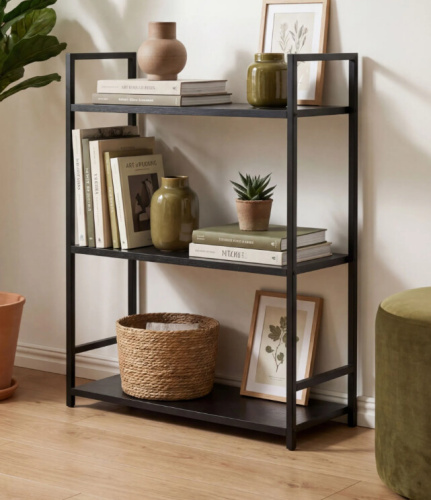 Стеллаж Leset Стилвуд 23 широкий 3 полки черный 