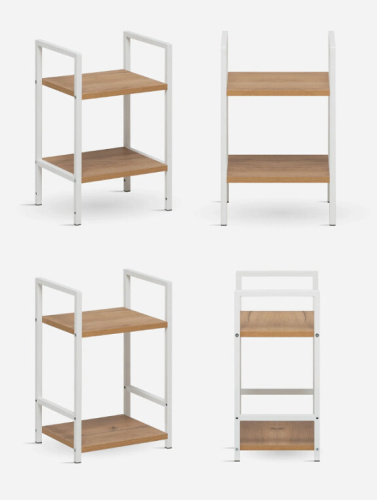 Стеллаж Leset Стилвуд 12 узкий 2 полки белый дуб крафт золотой 