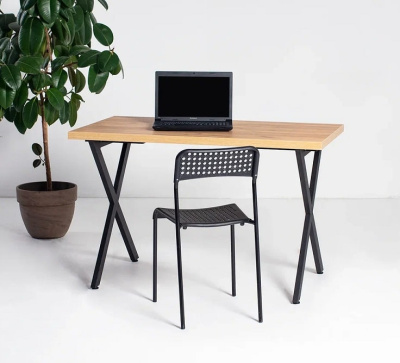 Стол Хьюстон 120х70 дуб золотой металл черный 