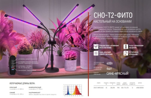 Светильник для растений INhome СНО-Т2-Фито / 4690612053561