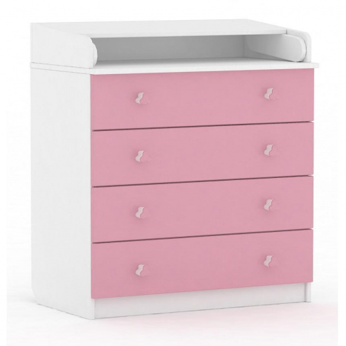 Комод Polini Kids Simple 1580 белый/роза 