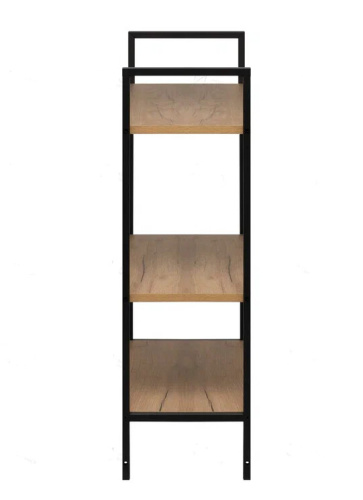 Стеллаж Leset Стилвуд 23 широкий 3 полки черный дуб крафт золотой 