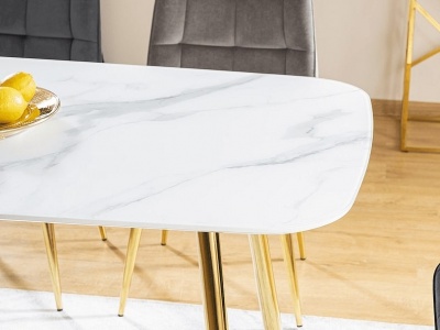 Стол обеденный SIGNAL CERES эффект белого мрамора золотой 