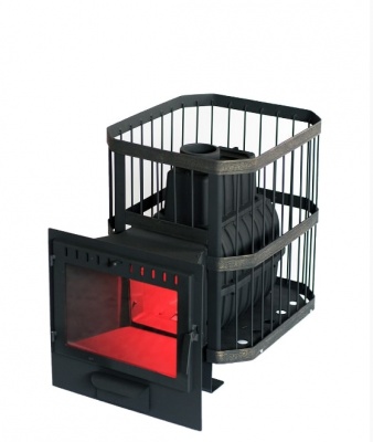 Печь банная Сибирь 22 панорамная дверца сетка