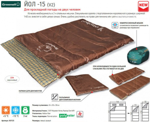 Спальный мешок Йол V2, коричневый