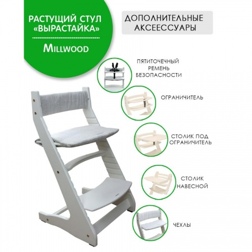 Растущий регулируемый стул Вырастайка Eco Prime белый зеленый 