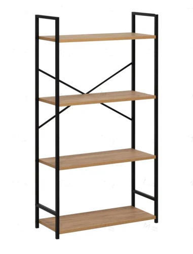 Стеллаж Leset Стилвуд 24 широкий 4 полки черный дуб крафт золотой 