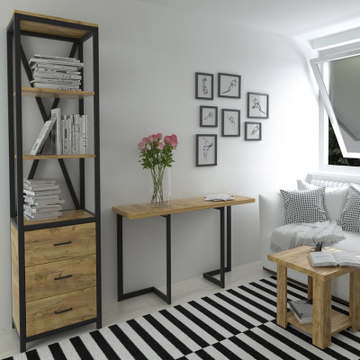 Стол-консоль Арлен 1 дуб золотой металл черный 