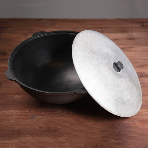 Казан чугунный узбекский плоское дно 10л 