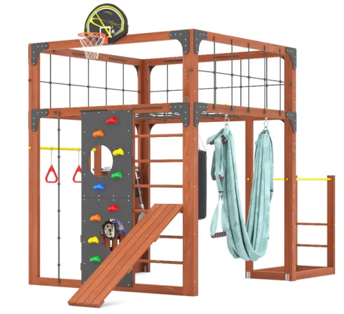 Детская площадка для дачи Савушка КУБ-1 Махагон с гамаком