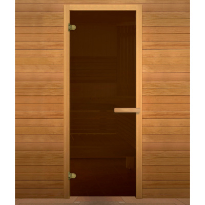 Дверь для бани Бронза 190х70 (6мм, 2 петли 716 GB) (ХВОЯ)