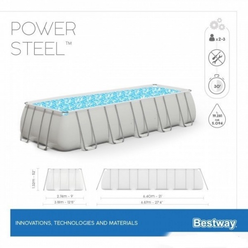 Каркасный бассейн Bestway Power Steel 5612B с фильтр-насосом лестницей и тентом