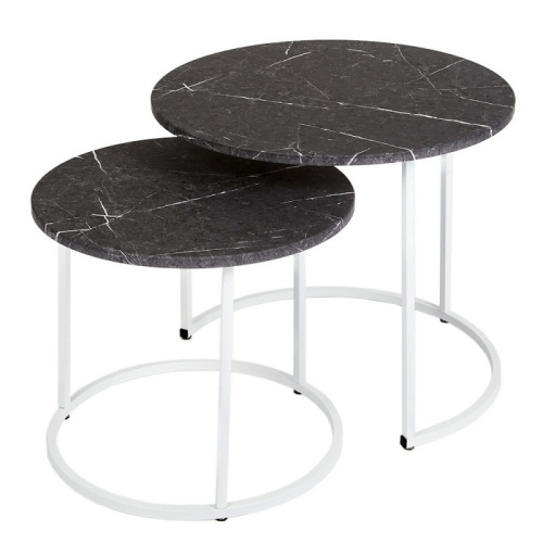 Стол журнальный МеталлАрт М001 черный мрамор белый 