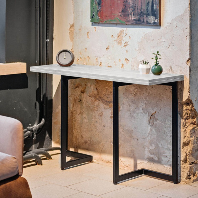 Стол-консоль Арлен 3 дуб белый металл черный 