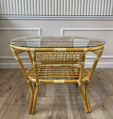 02/15 IND Стол овальный стекло мед 