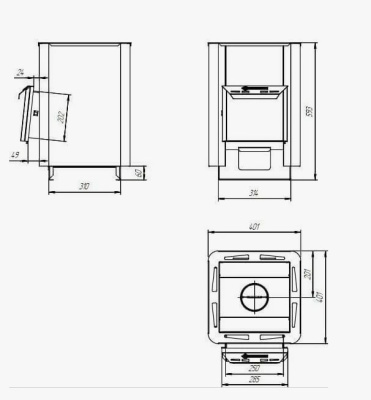 Печь для бани Термофор Колибри 9 У антрацит укороченная
