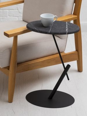 Стол приставной овальный МеталлАрт М015 черный мрамор 