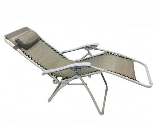 Раскладной стул-шезлонг серый текстилен