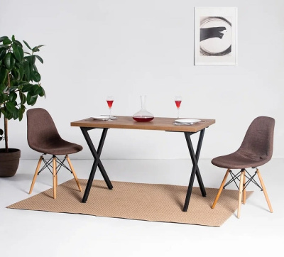 Стол Хьюстон 130х80 дуб табачный металл черный 