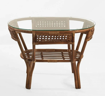 02/15 IND Стол овальный стекло миндаль матовый 