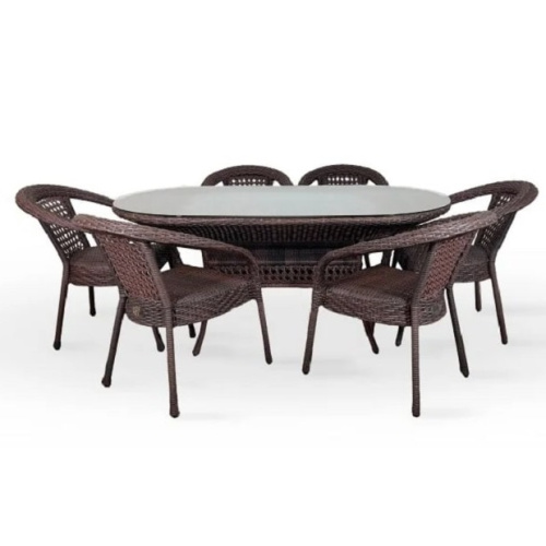 Комплект мебели CAMELLIA с овальным столом шоколад