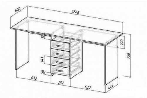 Стол для двоих Тандем-2 (0120) венге/белый 