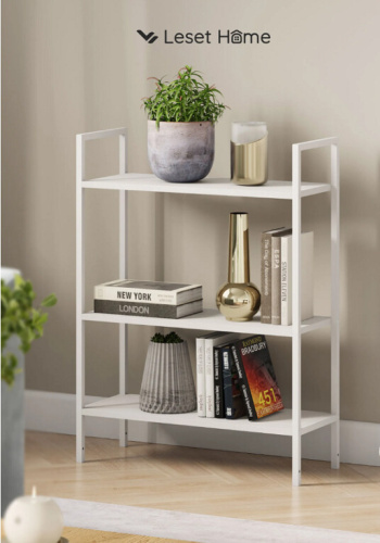 Стеллаж Leset Стилвуд 23 широкий 3 полки белый 