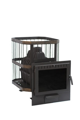 Печь банная Сибирь-20 Панорамная дверца Сетка