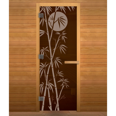 Дверь для бани Бронза Матовая БАМБУК 190х70 (8мм, 3 петли 710) (ОСИНА) левая