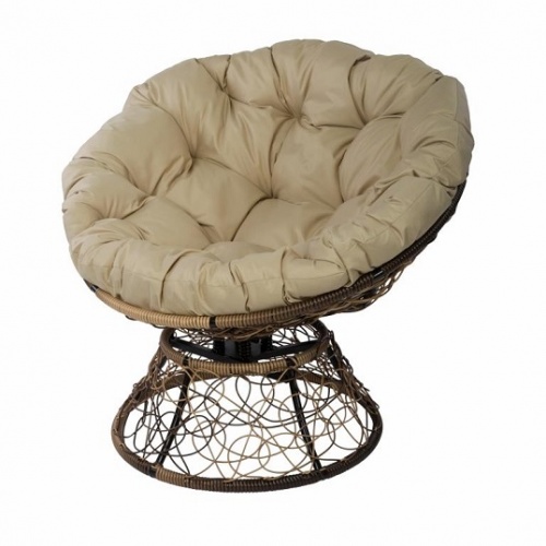 Кресло Papasan с пружиной светло-коричневый, цвет подушки бежевый