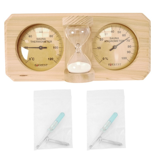 Термогигрометр EVEREST c часами кедр (TG-07 gold)