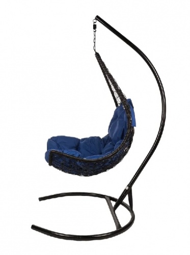 Подвесное кресло Полумесяц черный подушка синий 