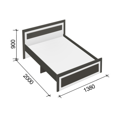 Кровать СН-120.03-1200 серый графит белый 