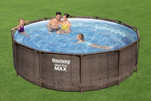 Каркасный бассейн Bestway Steel Pro MAX Ротанг 56709 с фильтр-насосом