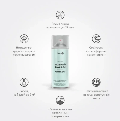 Эмаль Elcon Быстросохнущая для декора и мебели 520мл зеленый шалфей