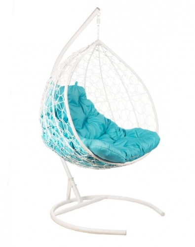 Кресло подвесное BiGarden Gemini White двойной голубая подушка 