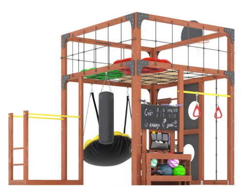 Детская площадка для дачи Савушка КУБ-1 Махагон с подушками