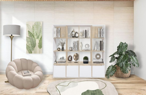 Стеллаж Куб-6 белый дуб сонома 