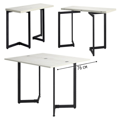 Стол-консоль Арлен 3 дуб белый металл черный 